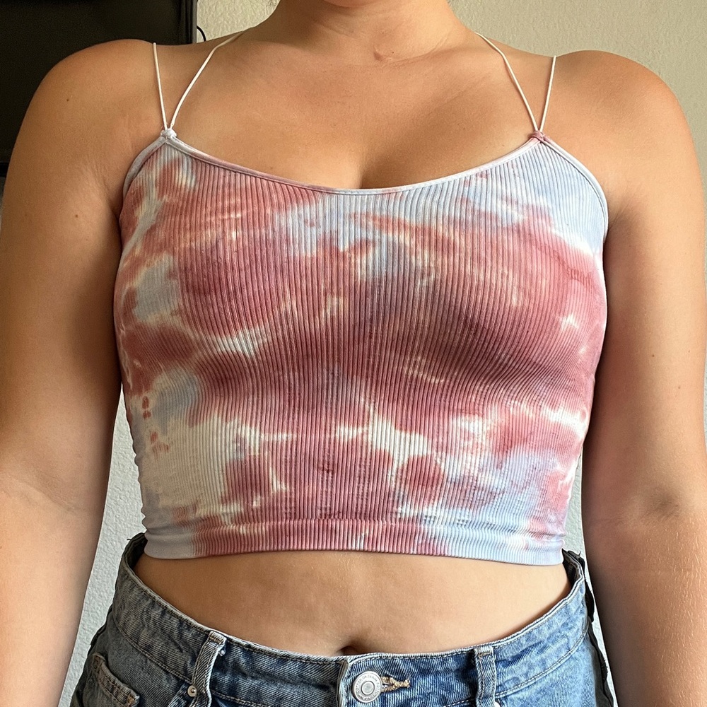 Pink/Blue/White Tie Dye Summer Tank Top